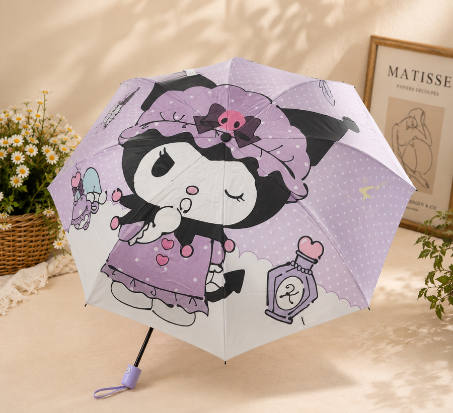 Alven Cute Purple Folding Umbrella | Lightweight UV & Rain Protection