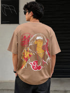 Uzumaki Oversized Graphic Printed T-Shirt for Men | Half Sleeve Casual Cotton Tee | Red