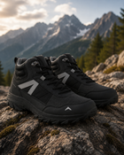 Adventra Mid-Top Hiking Shoes for Men | Anti-Slip Outdoor Trekking Boots | Green & Black