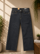 Men's Dark Wash Baggy Fit Denim Jeans – Classic Casual Cotton Denim