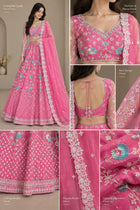 Pink embroidered lehenga choli details
