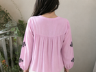 Women's Pink Embroidered Tassel Kurti | Long Sleeve Casual Ethnic Tunic Top