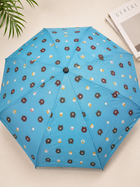 3 Fold Printed Rain Umbrella | Windproof Portable Travel Umbrella | Sky Blue