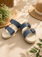 Alven Female Double Buckle Comfort Slides | Lightweight Anti-Slip Casual Slippers