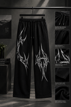 Men’s Black Graphic Baggy Track Pants | Printed Joggers | Streetwear Sweatpants