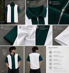 Men’s Green & White Color Block Polo T-Shirt | Half Sleeve Casual Streetwear