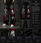 Men’s Black Graphic Baggy Joggers | Wide-Leg Track Pants | Gothic Streetwear
