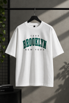Men’s White Brooklyn New York Oversized Graphic T-Shirt
