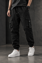 Men's Black Cargo Joggers – Elastic Waist Streetwear Pants