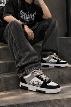 Men’s Black & Navy Printed Sneakers | Stylish Lace-Up Casual Shoes | Trendy Everyday Footwear