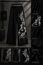 Men’s Black Gothic Graphic Wide-Leg Pants | Printed Streetwear Trousers