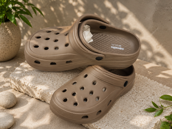 Aqualite Brown Clogs for Men & Women | Lightweight EVA Slip-On Comfort Sandals | Anti-Slip Casual Garden Clogs