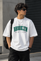 Men’s White Brooklyn New York Oversized Graphic T-Shirt
